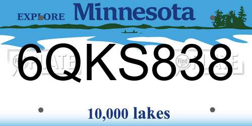 6QKS838 Minnesota License Plate