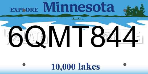 6QMT844 Minnesota License Plate
