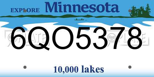 6QO5378 Minnesota License Plate