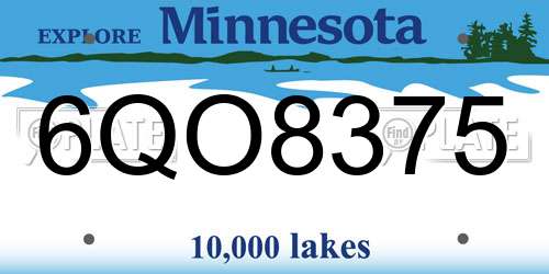 6QO8375 Minnesota License Plate