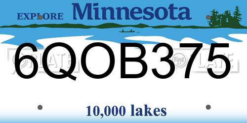 6QOB375 Minnesota License Plate