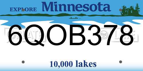 6QOB378 Minnesota License Plate