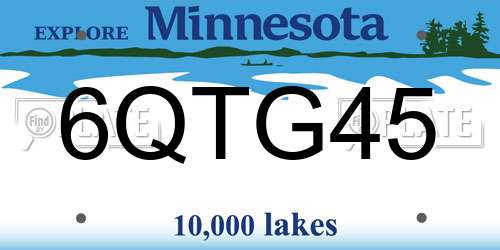 6QTG45 Minnesota License Plate