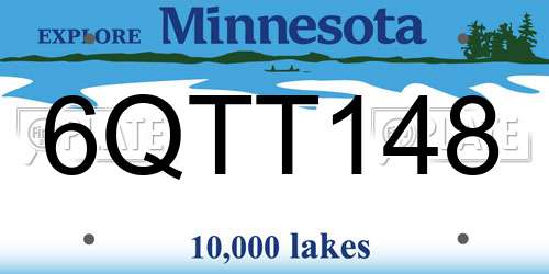 6QTT148 Minnesota License Plate