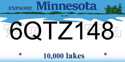 6QTZ148 Minnesota License Plate
