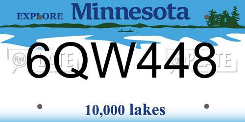 6QW448 Minnesota License Plate