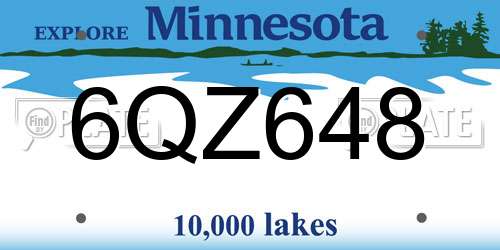 6QZ648 Minnesota License Plate