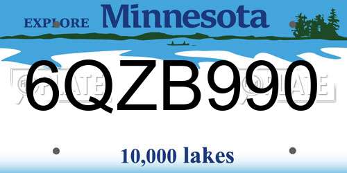 6QZB990 Minnesota License Plate