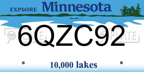 6QZC92 Minnesota License Plate