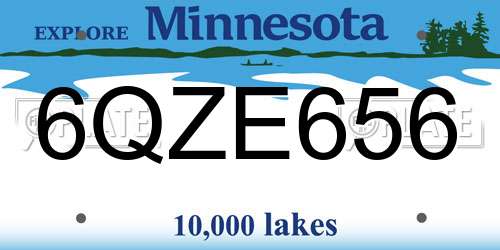 6QZE656 Minnesota License Plate