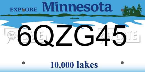 6QZG45 Minnesota License Plate