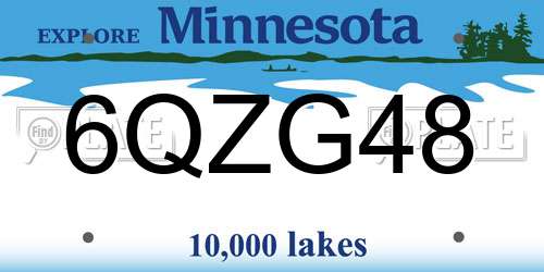 6QZG48 Minnesota License Plate