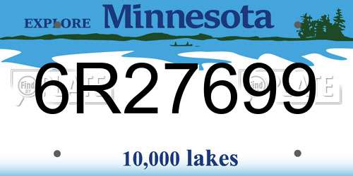 6R27699 Minnesota License Plate