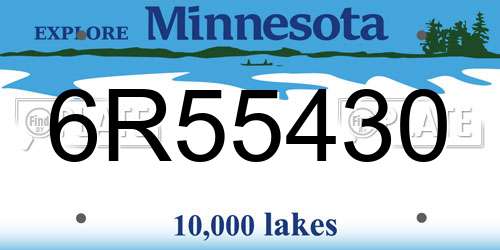 6R55430 Minnesota License Plate