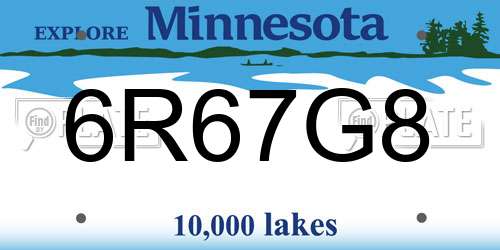 6R67G8 Minnesota License Plate