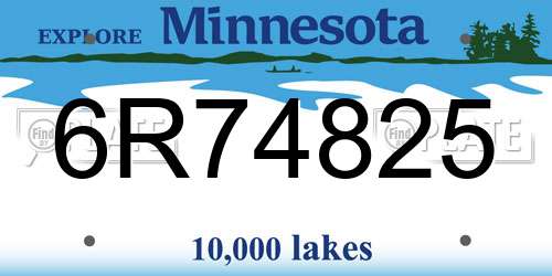 6R74825 Minnesota License Plate