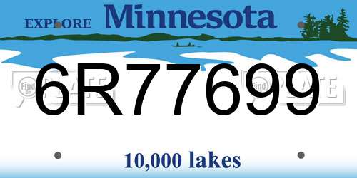 6R77699 Minnesota License Plate