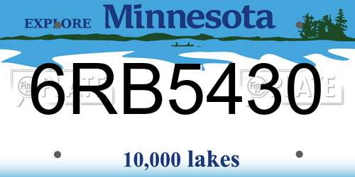 6RB5430 Minnesota License Plate