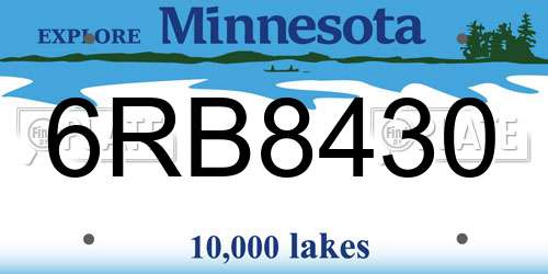 6RB8430 Minnesota License Plate