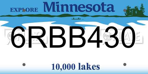 6RBB430 Minnesota License Plate