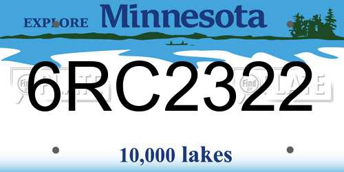 6RC2322 Minnesota License Plate