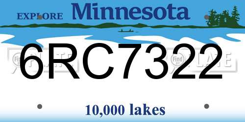 6RC7322 Minnesota License Plate