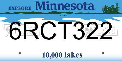 6RCT322 Minnesota License Plate