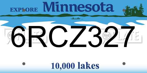 6RCZ327 Minnesota License Plate