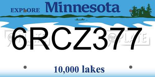 6RCZ377 Minnesota License Plate