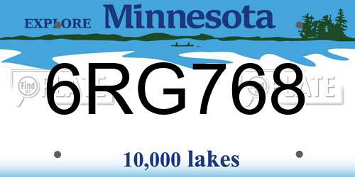6RG768 Minnesota License Plate