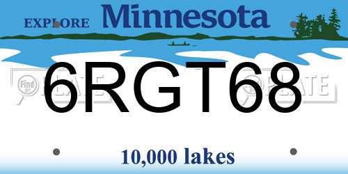 6RGT68 Minnesota License Plate