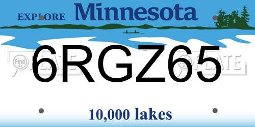 6RGZ65 Minnesota License Plate