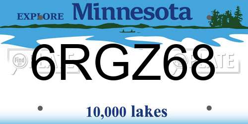 6RGZ68 Minnesota License Plate