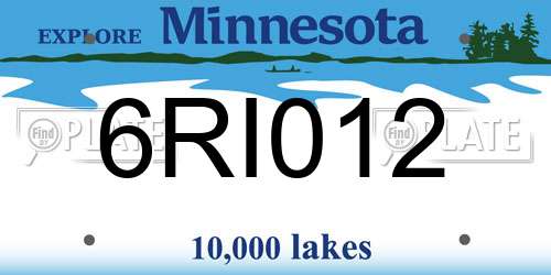 6RI012 Minnesota License Plate