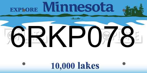6RKP078 Minnesota License Plate