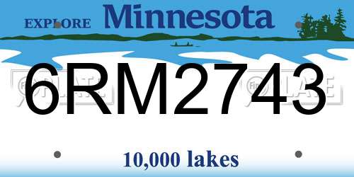 6RM2743 Minnesota License Plate