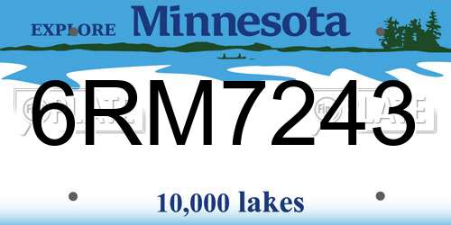 6RM7243 Minnesota License Plate