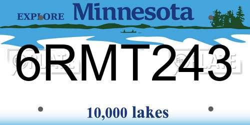6RMT243 Minnesota License Plate