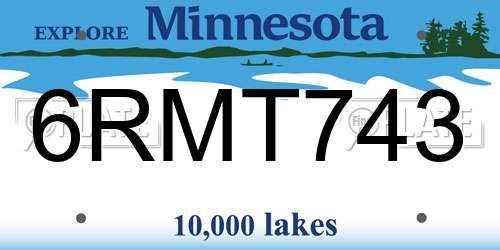6RMT743 Minnesota License Plate