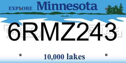 6RMZ243 Minnesota License Plate