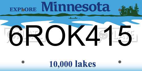 6ROK415 Minnesota License Plate