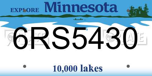 6RS5430 Minnesota License Plate