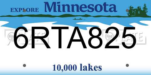 6RTA825 Minnesota License Plate