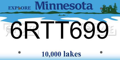 6RTT699 Minnesota License Plate