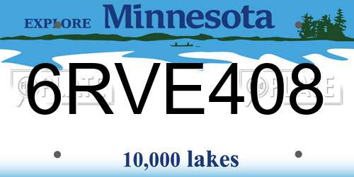 6RVE408 Minnesota License Plate