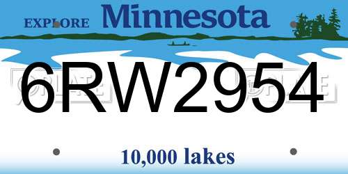 6RW2954 Minnesota License Plate