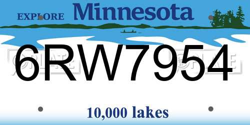6RW7954 Minnesota License Plate