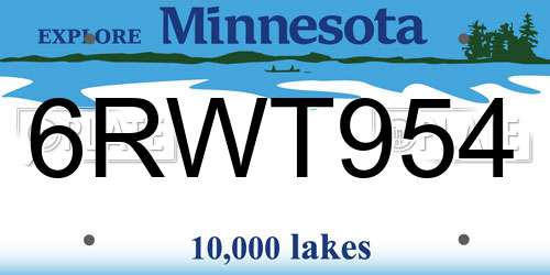 6RWT954 Minnesota License Plate