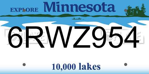 6RWZ954 Minnesota License Plate