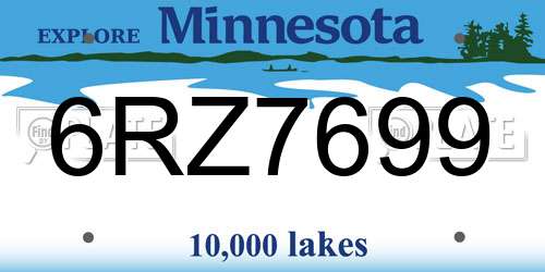 6RZ7699 Minnesota License Plate